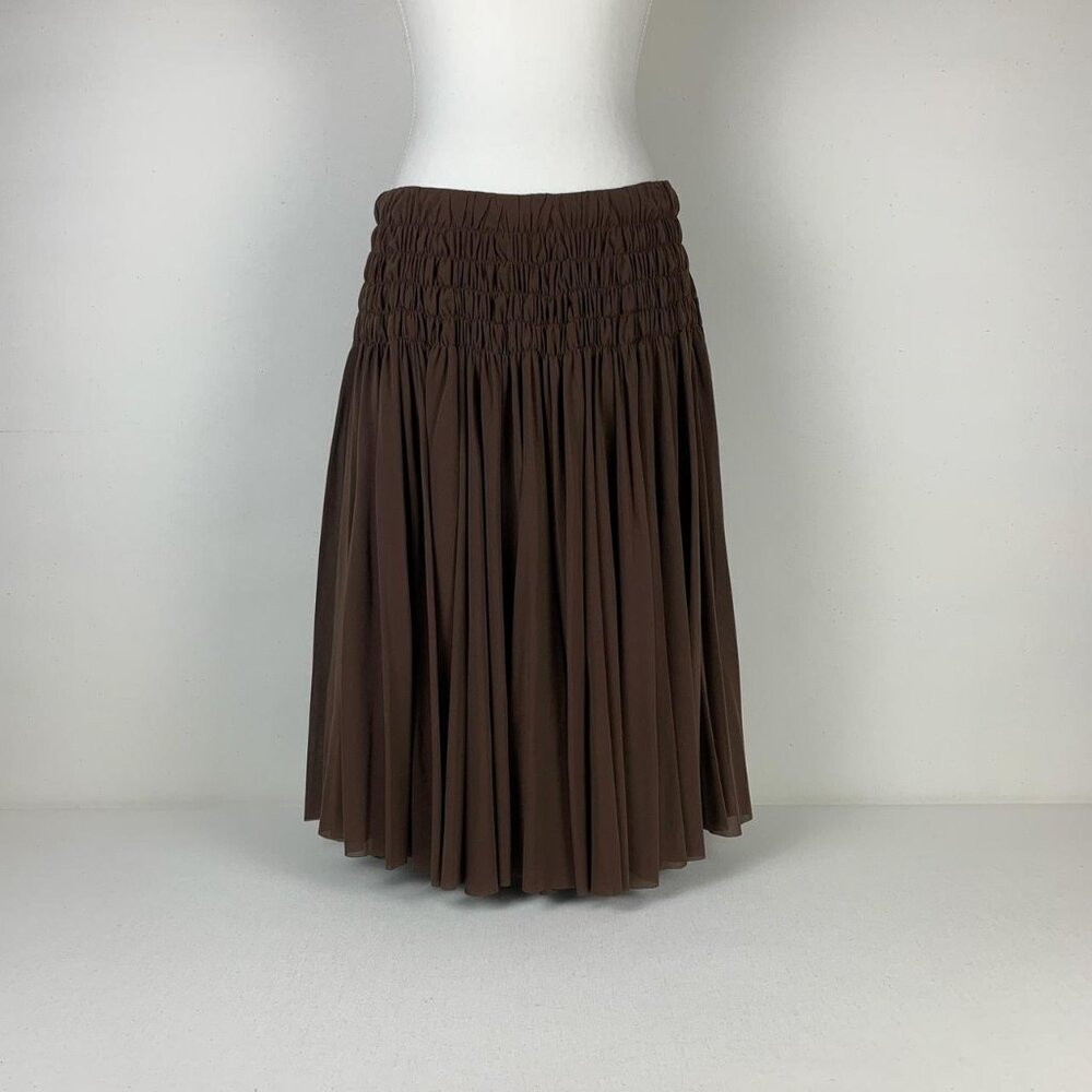 TSE Elegant Brown Silk Skirt - Size 6, 100% Silk, Stunning Style with Minor Flaw